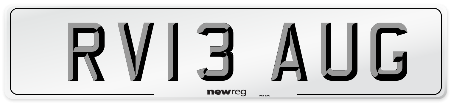 RV13 AUG Number Plate from New Reg